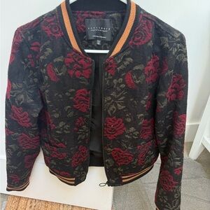 Sanctuary Women's Black and Red Rose Bomber Jacket